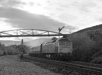 The sun is about to break through the cloud at Marsden on 11 November 1980 as 47423 accelerates downgrade towards Huddersfield with the 1305 Liverpool - York. <br><br>[Bill Jamieson 11/11/1980]