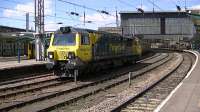 Freightliner 70005 awaits the road to Crewe Basford Hall after working in on an engineer's train from Crewe<br><br>[Ken Browne 22/05/2013]