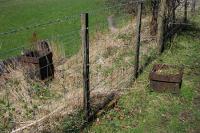 On the southern approach to Reedsmouth Junction the base of two former signalposts can be seen. The view is looking north and the trackbed was to the right.<br><br>[Ewan Crawford 30/04/2013]