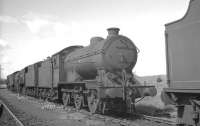 Gresley J38 0-6-0 no 65929 photographed in the shed yard at 62A Thornton Junction in the summer of 1966.<br><br>[K A Gray //1966]