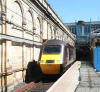 The 12.03 CrossCountry arrival from Birmingham New Street stands at Waverley platform 9 on 17 May 2013. The train will leave here just over an hour later as the 13.06 to Plymouth.<br><br>[John Furnevel 17/05/2013]