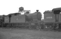 A pair of the large A8 Pacific tanks, nos 69854 and 69858, standing in the sidings alongside Darlington shed. Built at Darlington Works as H1 4-4-4Ts in 1913 all 45 of the class were rebuilt as Pacifics during the 1930s.  The photograph is thought to have been taken in May 1960, the month both locomotives were withdrawn from 52G Sunderland and moved to Darlington, where they are thought to be awaiting transfer to the works scrapyard.  <br><br>[K A Gray /05/1960]