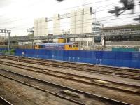 GBRf Metronet liveried 66722 within the loading area for spoil emanating from the Crossrail tunnelling complex at Royal Oak near Paddington Station on 12 June.<br><br>[David Pesterfield 12/06/2013]