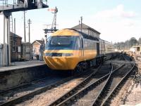 A BR InterCity 125 HST leaving Exeter St Davids for London Paddington in the 1980s.<br><br>[Ian Dinmore //]