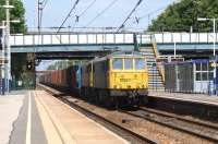 One of the occasions on which Freightliner Class 86s make a daylight appearance on the WCML in Lancashire is the Saturday lunchtime Coatbridge to Crewe service. On 8 June 2013 86627 double heads another member of the class on the Up slow line at Leyland.<br><br>[John McIntyre 08/06/2013]