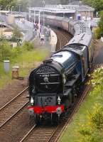 The SRPS Fife Circle tour of 16 June 2013 seen leaving Dunfermline Town after a brief stop. Locomotive 60163 <I>Tornado</I> in charge.<br><br>[Bill Roberton 16/06/2013]