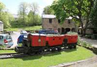 Although the Allendale branch from Hexham never reached Allenheads there was railway activity at the top of the valley in the lead mines. This battery mine locomotive and short train outside the village Heritage Centre serve as a reminder of that old industry.<br><br>[Mark Bartlett 08/06/2013]