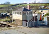 The signal box at Crediton, Devon, looking west from the footbridge in the 1980s.<br><br>[Ian Dinmore //]