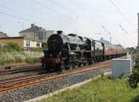 After the steam loco shortages that plagued the 2013 Great Britain tour there has been a flurry of overhaul completions. There have been three test trips round the Hellifield loop in fairly quick succession recently with B1 61306 being followed by Scot 46115 and, on 25th June, Black 5 45231 seen here approaching Hest Bank at speed. (My thanks to John McIntyre for the tip off about this working)<br><br>[Mark Bartlett 25/06/2013]