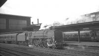 Britannia Pacific 70054 <I>Dornoch Firth</I> ready to leave Carlisle in 1966 with unidentified southbound working.<br><br>[K A Gray //1966]