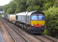 DRS 66422 on the southern approaches to Perth on 30 June with the 4A13 Grangemouth - Aberdeen intermodal service.<br><br>[Bill Roberton 30/06/2013]