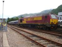 67004 runs round the Caledonian Sleeper stock at Fort William mid morning on 25 June 2013, having arrived from Edinburgh earlier.<br><br>[David Pesterfield 25/06/2013]