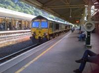 Typical. You wait ages for a light engine, then two (66532 and 66563) come along at once. Taken during a long wait (pun intended) for a train at Bath Spa on 6 July.<br><br>[Ken Strachan 06/07/2013]