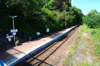 View over Loch Awe Station on a bright and sunny 10 July, looking towards Dalmally.<br><br>[John Gray 10/07/2013]