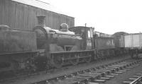 J36 0-6-0 no 65282 stands on Bathgate shed following a shower of rain on 5 February 1966 The locomotive had been officially withdrawal by BR the previous month.<br><br>[K A Gray 05/02/1966]