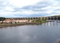 The Royal Border Bridge at Berwick. View west along the River Tweed on 14 June 2013.<br><br>[Veronica Clibbery 14/06/2013]
