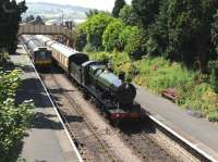 GWR Churchward 2-8-0 no 2807 with a train at Toddington station on 13 July 2013.<br><br>[Peter Todd 13/07/2013]