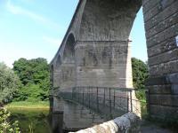 The pedestrian footbridge attached to Roxburgh Viaduct. Looking east across the River Teviot in July 2013.<br><br>[John Yellowlees 07/07/2013]