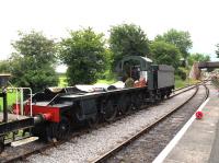 GWR Hall 4-6-0 no 6984 <I>Owsden Hall</I> has arrived on the Swindon and Cricklade Railway for final assembly into a working locomotive (see previous news item). Most of it is seen here at Blunsdon on 17 July.<br><br>[Peter Todd 17/07/2013]