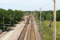 Day 2 of the WCML possession at Balshaw Lane Junction on 14 July 2013. View is north, with various on-track plant in evidence.<br><br>[John McIntyre 14/07/2013]