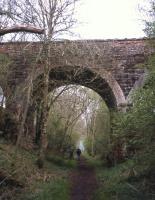 A tranquil stretch of the surviving solum of the Berwickshire Railway between the former Ravenswood Junction and Leaderfoot Viaduct - seen here looking north on 8th May 2013.<br><br>[David Spaven 08/05/2013]