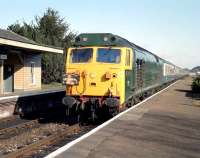 The <I>Decennial Belle</I>, photographed at Crediton on 16 March 1985 behind 50007. The special, organised by the Lea Valley Railway Circle, ran from Paddington and visited several branches in the south west. <br><br>[Ian Dinmore 16/03/1985]