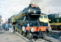 An open day at Ayr MPD on 31 October 1983 sees 4472 <I>Flying Scotsman</I> amongst the VIP guests.<br><br>[Colin Miller 31/10/1983]