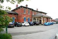 Part of the large 1861 former station at Redcar Central, photographed looking west in June 2013. The building is now <I>Redcar Station Business Centre</I>.<br><br>[John Furnevel 05/06/2013]