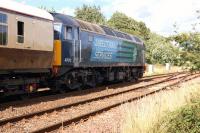 DRS 47813 Solent draws away from Halbeath level crossing on 3 August with the Kings Cross - Leuchars <I>Northern Belle</I>. 47832 <I>Galloway Princess</I> is on the rear of the train. [See image 44059]<br><br>[Bill Roberton 03/08/2013]