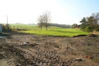 Looking out from the former goods yard at Crook of Devon in October 2007 with construction work underway off to the left. View is west towards Alloa. [See image 16996]<br><br>[John Furnevel 23/10/2007]