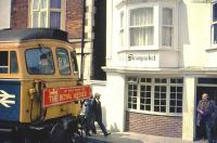 <I>'Strewth! That local cider must be stronger than I thought...'</I> 33115 with <I>The Royal Wessex</I> at Weymouth Quay on 25 April 1976. 33103 was on the other end of the train. The special, organised by the Lea Valley Railway Club, ran from Waterloo. <br><br>[Ian Dinmore 25/04/1976]