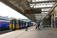 The 10.17 Sunday only Sheffield - Carlisle direct service arrives ECS at Sheffield platform 1B on 11 August 2013. This Northern service is the only train in either direction that connects the two cities without the need for an intermediate change.<br><br>[Bruce McCartney 11/08/2013]