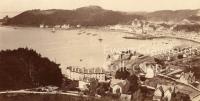 Oban station seen from Bruach a Bhinnein in 1883, not long after opening. At this date the goods shed was not yet complete and the Ballachulish platforms had not yet been built.<br><br>[Ewan Crawford Collection //1883]