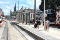 <I>The long wait.</I> Princes Street tram stop looking east on 9 August 2013.<br><br>[John Furnevel 09/08/2013]