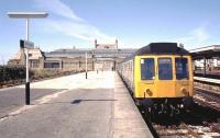 A DMU awaits its departure time at Morecambe Promenade in the summer of 1989. <br><br>[Ian Dinmore //1989]