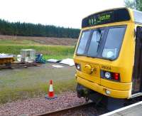 Railbus RB004 stands at the WRHA platform at Whitrope on 18 August 2013 during a Waverley Route Heritage Association open day. [See image 44253]<br><br>[Bruce McCartney 18/08/2013]