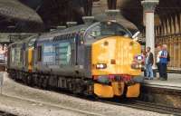 37606+37611 with <I>The Cheshire Cat</I> at York on 30 June 2012. The special was on its way from Cardiff Central to Scarborough.<br><br>[Ian Dinmore 30/06/2012]