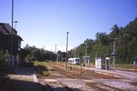 Acres of infrastructure to spare at Lobenstein (Sachsen) on 7th July 2013 as the weekends-only single-car Erfurter Bahn through train from Blankenstein heads off towards Leipzig.<br><br>[David Spaven 07/07/2013]