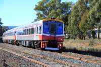 Three single unit 'Sprinters' in multiple, run into Broadford, Victoria, on 25 May 2013 on their way to Melbourne.<br><br>[Colin Miller 25/05/2013]