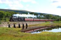 Black 5 No 45407 races along near Locheilside with the westbound <I>Jacobite</I> on 22 August 2013.<br><br>[John Gray 22/08/2013]