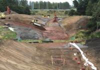 Work in progress on the Borders Railway southern approach to the A720 Edinburgh City Bypass on 28 August 2013.<br><br>[John Furnevel 28/08/2013]