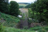 View north over the northern portal of Bowshank Tunnel towards the girder bridge across the Gala Water, 30th August 2013. <br><br>[Ewan Crawford 30/08/2013]