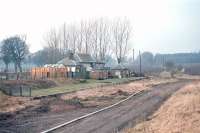 The site of Jordanstone station in 1996. View is north west towards the branch terminus at Alyth. The branch lost its passenger service in 1951 and closed completely in 1965. [With thanks to Ian Mackie, Kenneth Leiper and John Robin]<br><br>[Ewan Crawford //1996]