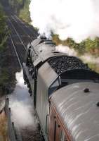 Stanier Pacific 46233 <I>Duchess of Sutherland</I> southbound from Perth on 7 September with the 75th Anniversary special.<br><br>[Bill Roberton 07/09/2013]