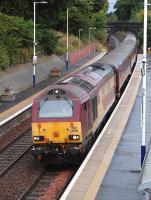 67011 coasts into Dalgety Bay with the 17.19 Edinburgh - Fife Circle - Edinburgh service on 12 September.<br><br>[Bill Roberton 12/09/2013]