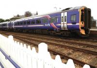 Scotrail 158728 calls at the recently upgraded Ladybank station with a Perth service on 13 September. The photograph was taken from the new ramp from the car park. <br><br>[Brian Forbes 13/09/2013]