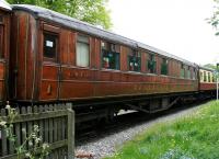 LNER coach no 43654, built at York in 1935 as a Gresley Open Third, later converted for use as a Restaurant Car. Photographed leaving Pickering on 1 June 2013 as part of a NYMR train for Grosmont. [See image 43356] <br><br>[John Furnevel 01/06/2013]