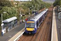 170475 at Rosyth platform 1with the 14.23 Cowdenbeath - Edinburgh service on 16 September. Work will soon start to improve access to this platform. <br><br>[Bill Roberton 16/09/2013]