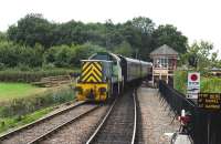 D9504 brings a train into Wittesham Road Station on the Kent & East Sussex Railway on 19 September.<br><br>[Peter Todd 19/09/2013]