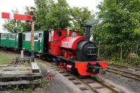 Sittingbourne and Kemsley Light Railway's 0-4-0ST <I>Leader</I> in Sittingbourne station on 16 September.<br><br>[Peter Todd 16/09/2013]